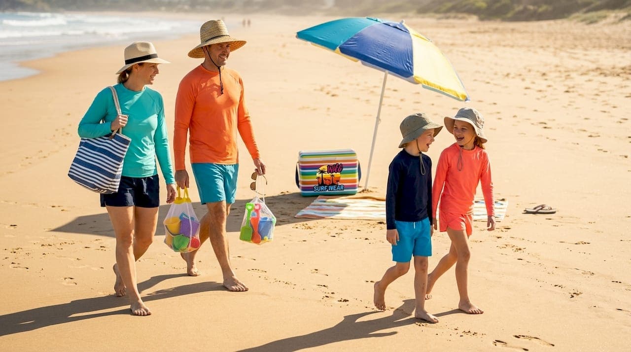 Plan stylish, protective family beachwear for every outing